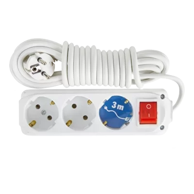 3 Gang Earthed Socket With Switch - 3 mt Cord