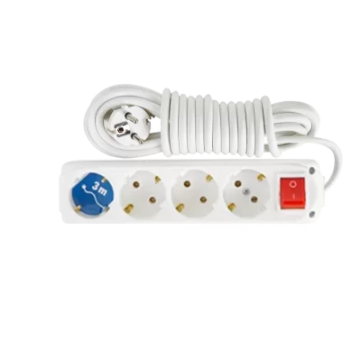 4 Gang Earthed Socket With Switch - 3 mt Cord